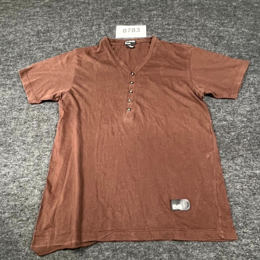 H&D Jeans Henley Shirt Mens XS Brown Short Sleeve Casual Outdoor Streetwear